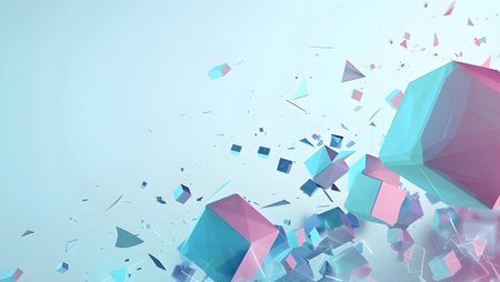 3d rendering of abstract geometric shapes in low poly style. Futuristic background with vibrant...