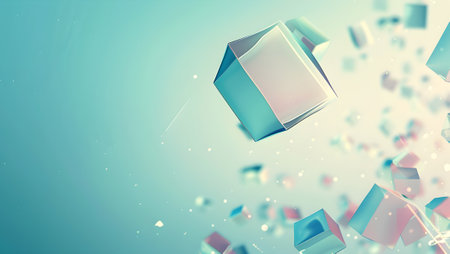 Abstract 3d rendering of flying cubes. Futuristic background with flying cubes.の写真素材