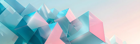 Abstract background with blue and pink 3d cubes. Vector illustration.の写真素材