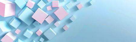 Abstract geometric background with blue and pink cubes. 3d rendering.の写真素材
