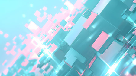 abstract background 3d illustration of geometric shapes in pink and blue