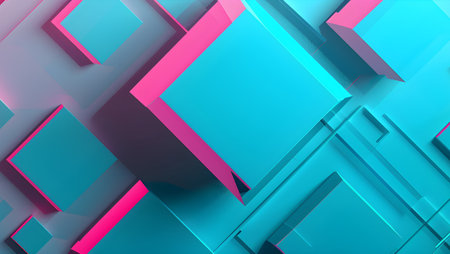 abstract background with blue and pink cubes. 3d render illustration