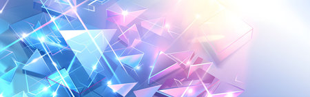 Abstract geometric background with glowing triangles. 3d rendering, 3d illustration.