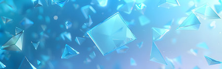 3d rendering of abstract low poly geometric shape on blue background.の写真素材