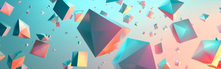Abstract 3d rendering of chaotic low poly shapes. Futuristic background.の写真素材