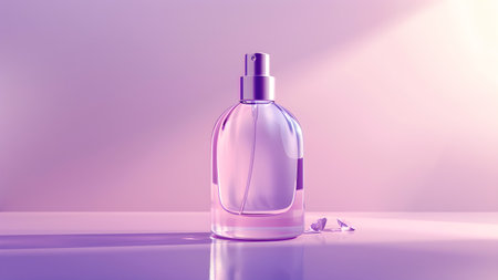 Perfume bottle mockup on purple background. 3d renderingの写真素材