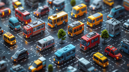 Traffic jam concept. Traffic jam on the road. 3d illustrationの写真素材