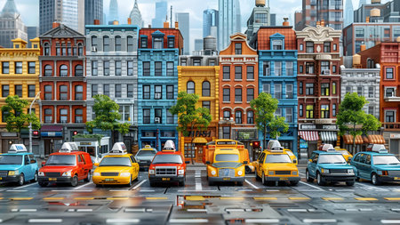 city traffic in the city. 3d rendering. High quality photo