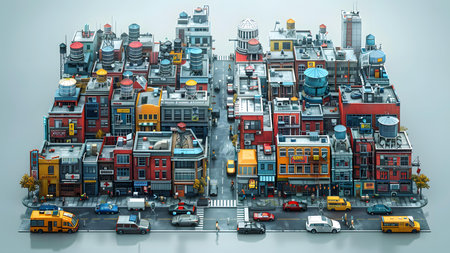 3d illustration of a large city with a lot of buildings.