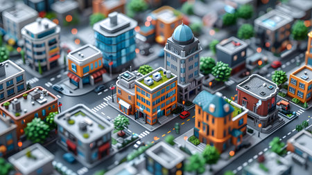 3d illustration of a city with skyscrapers and buildings.の写真素材