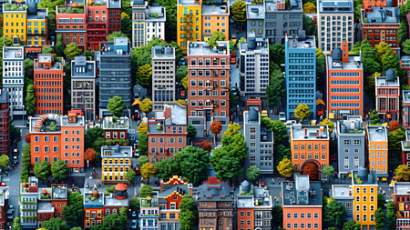 Seamless pattern of colorful facades of buildings in Amsterdam, Netherlandsの写真素材