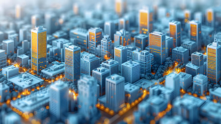 3d illustration of a futuristic city with skyscrapers and buildings
