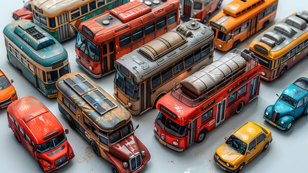 Trolleybus in the city. Top view. 3D illustration.の写真素材