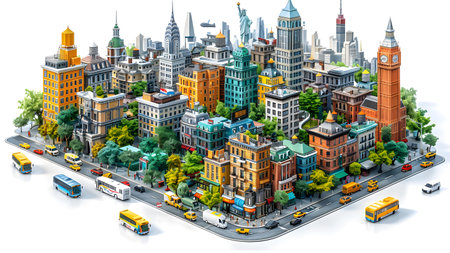 Skyscrapers of the city on a white background. 3d renderingの写真素材