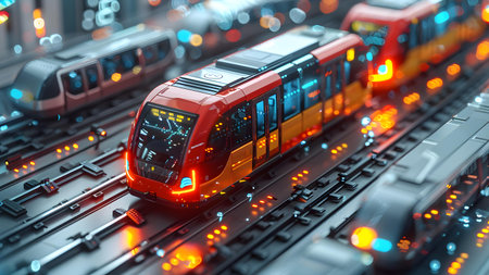 3d illustration of modern high speed trains.の写真素材