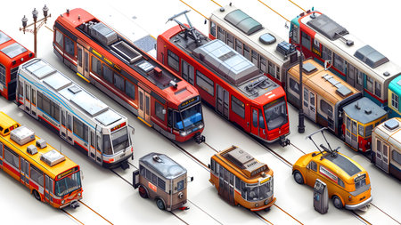 3d rendering of a tramway in the city, top viewの写真素材