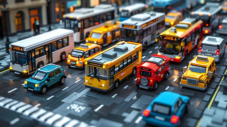 School bus on the city street. 3D rendering. Conceptual image.の写真素材