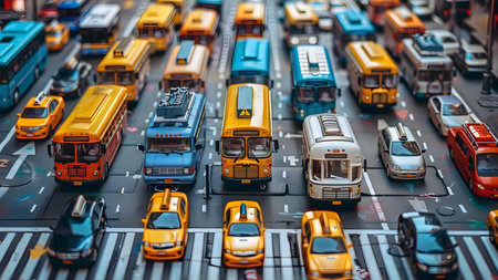 Lego minifigures on a city street. Studio shot.