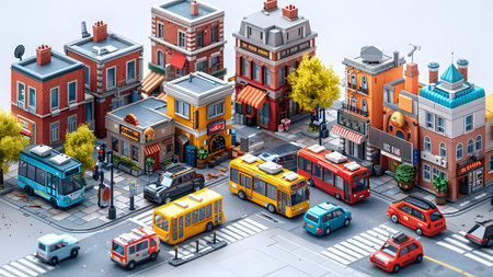 Subway station with cars and buses. 3d illustration. High quality rendering.の写真素材
