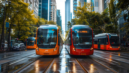 Hong Kong tram system in Hong Kong.の写真素材