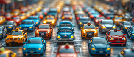 Cars in a traffic jam on the road. 3d renderingの写真素材