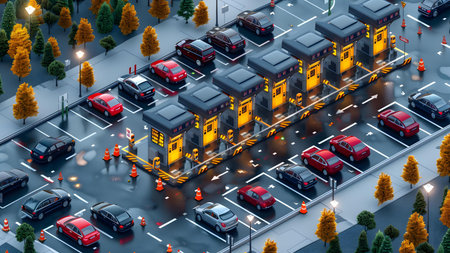 Traffic jam in the city. 3d rendering isometric view