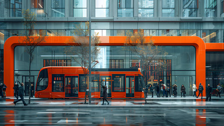 Tram in the City of Londonの写真素材