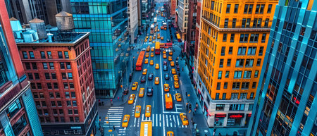 Aerial view of Manhattan street in New York City.の写真素材