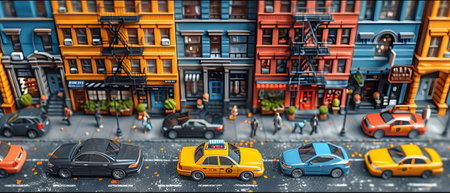 Taxi in the city. Yellow taxi on the road. 3d illustration