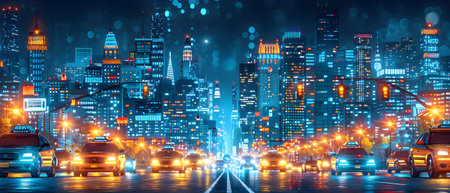 Night traffic in the city. New York City, USA. 3D renderingの写真素材