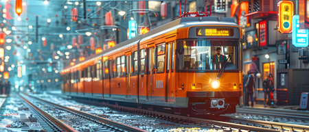 3d illustration of a modern electric train in the city. High quality photo