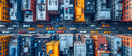 3d rendering of the cityscape with a lot of cars.