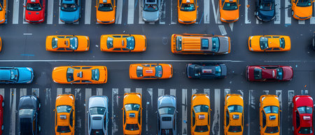 Aerial view of traffic jam with cars in the city. 3d renderingの写真素材