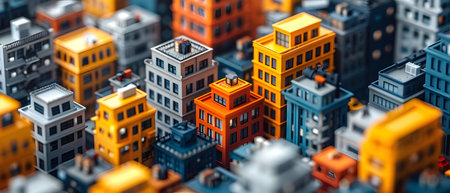 3d illustration of a colorful city with buildings and skyscrapers