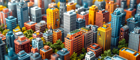 3d illustration of a cityscape with skyscrapers and buildingsの写真素材