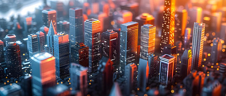 3D illustration skyscrapers and modern city. 3D renderingの写真素材