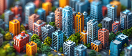 Cityscape of the modern city. 3D illustration. Selective focus.の写真素材