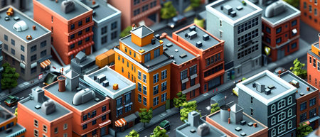 3D illustration of a big city with a large number of buildingsの写真素材