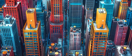 Skyscrapers of the city. View from above. 3D renderingの写真素材