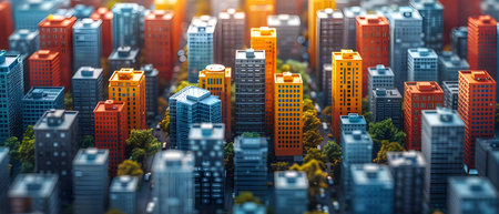 3D render of a cityscape with skyscrapers and buildingsの写真素材