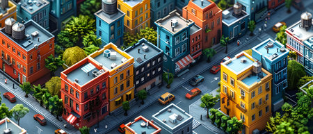 Miniature city. 3d illustration. Cityscape with buildings.