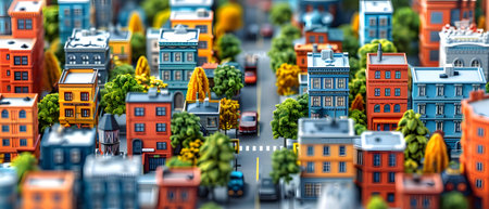 Miniature city. Cityscape with colorful buildings. 3d illustrationの写真素材