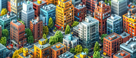 3d illustration of modern city with skyscrapers and buildings.