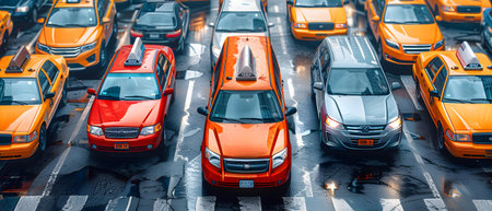 Cars on the road. View from above.の写真素材