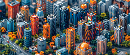 Miniature city with skyscrapers and buildings. 3d renderingの写真素材