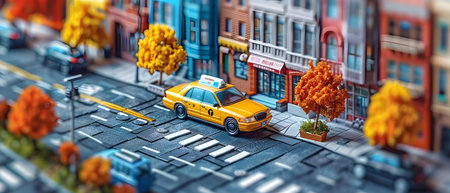 Taxi on the city street. 3D illustration. Selective focus.の写真素材