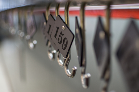 Numbered wardrobe coat hangersの写真素材