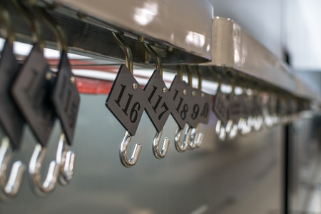 Numbered wardrobe coat hangersの写真素材