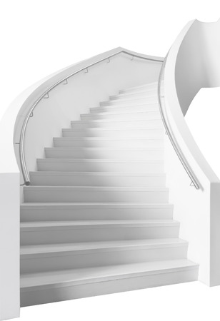 White cirved elegant staircase, isolated, on white background.の写真素材