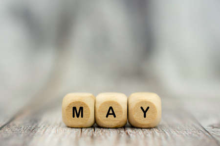The word May on wooden cubes. Month of yearの写真素材